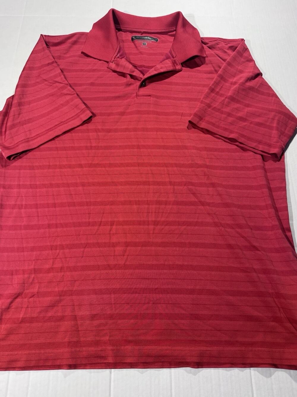 Pebble Beach Performance Men’s XL Red Striped Short Sleeve Button Polo Shirt